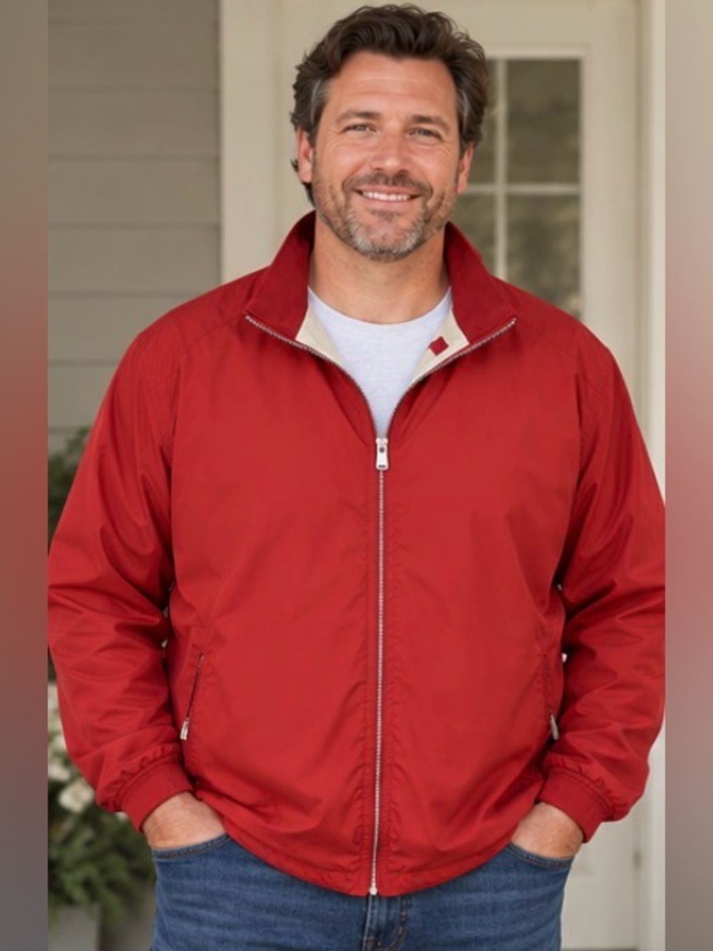 Peter Millar Red Full Zip Lightweight Windbreaker Golf Preppy Jacket XXL